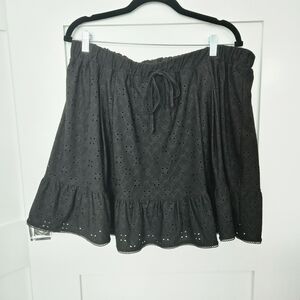 CeCe  Black Eyelet Skirt Size XL Elastic Drawstring Waste
